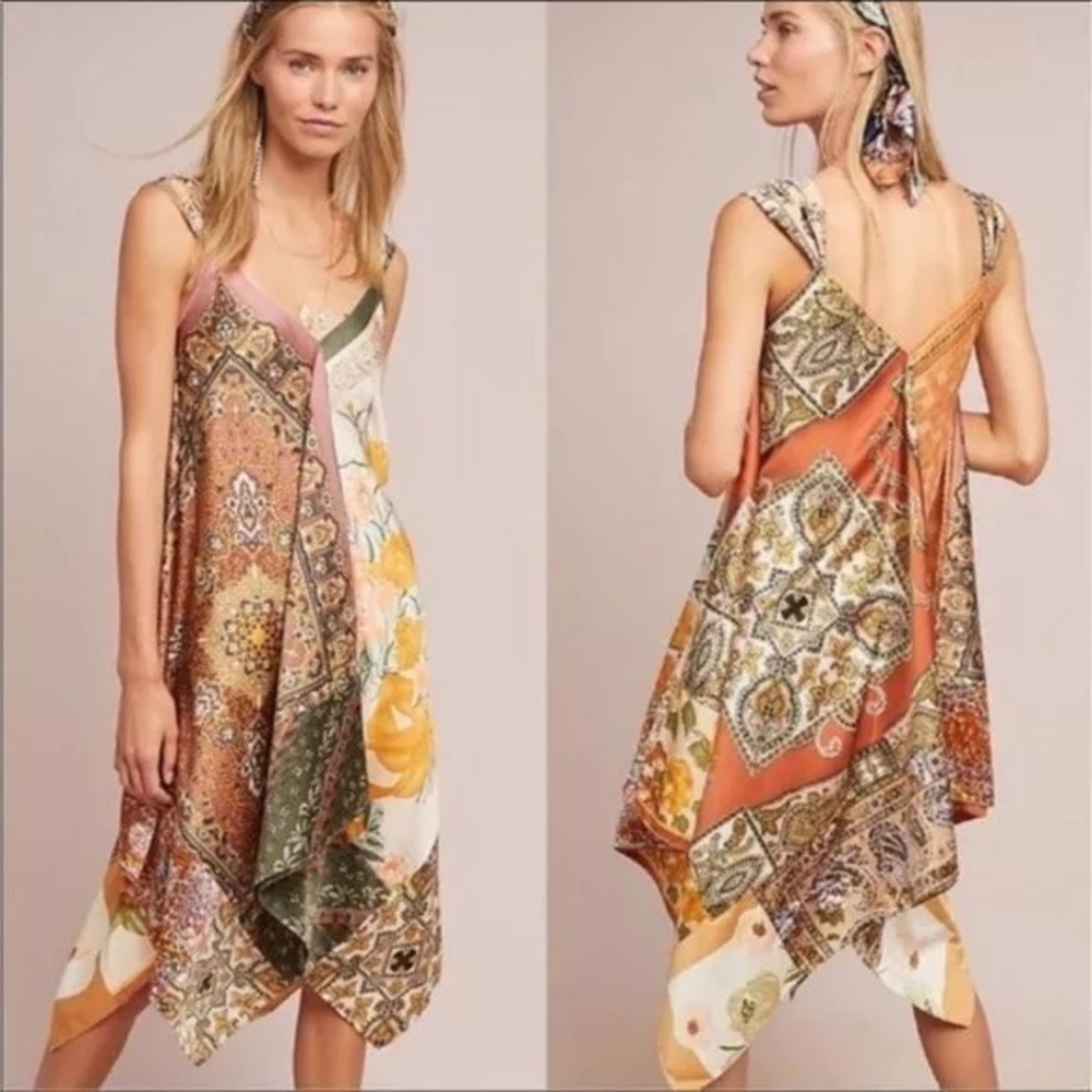 Anthropologie - Tiny Sebou Scarf Print Asymmetrical Hem Dress